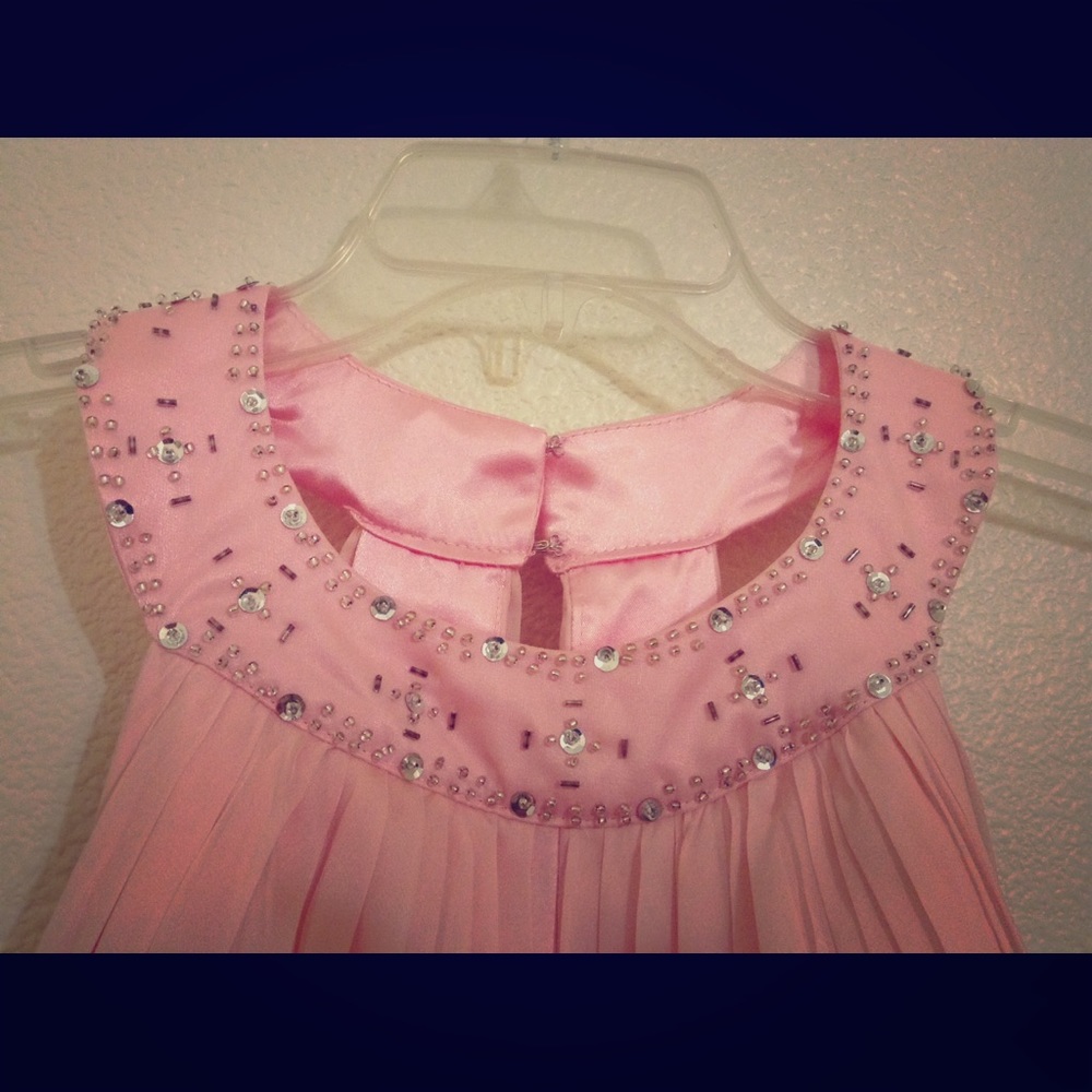 Pink Formal Gown beaded neckline